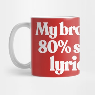 My brain is 80% song lyrics Mug